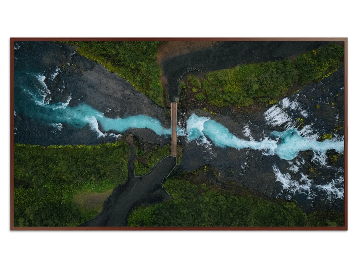 Birds eye view of Brúarfoss - Free art for Frame TV