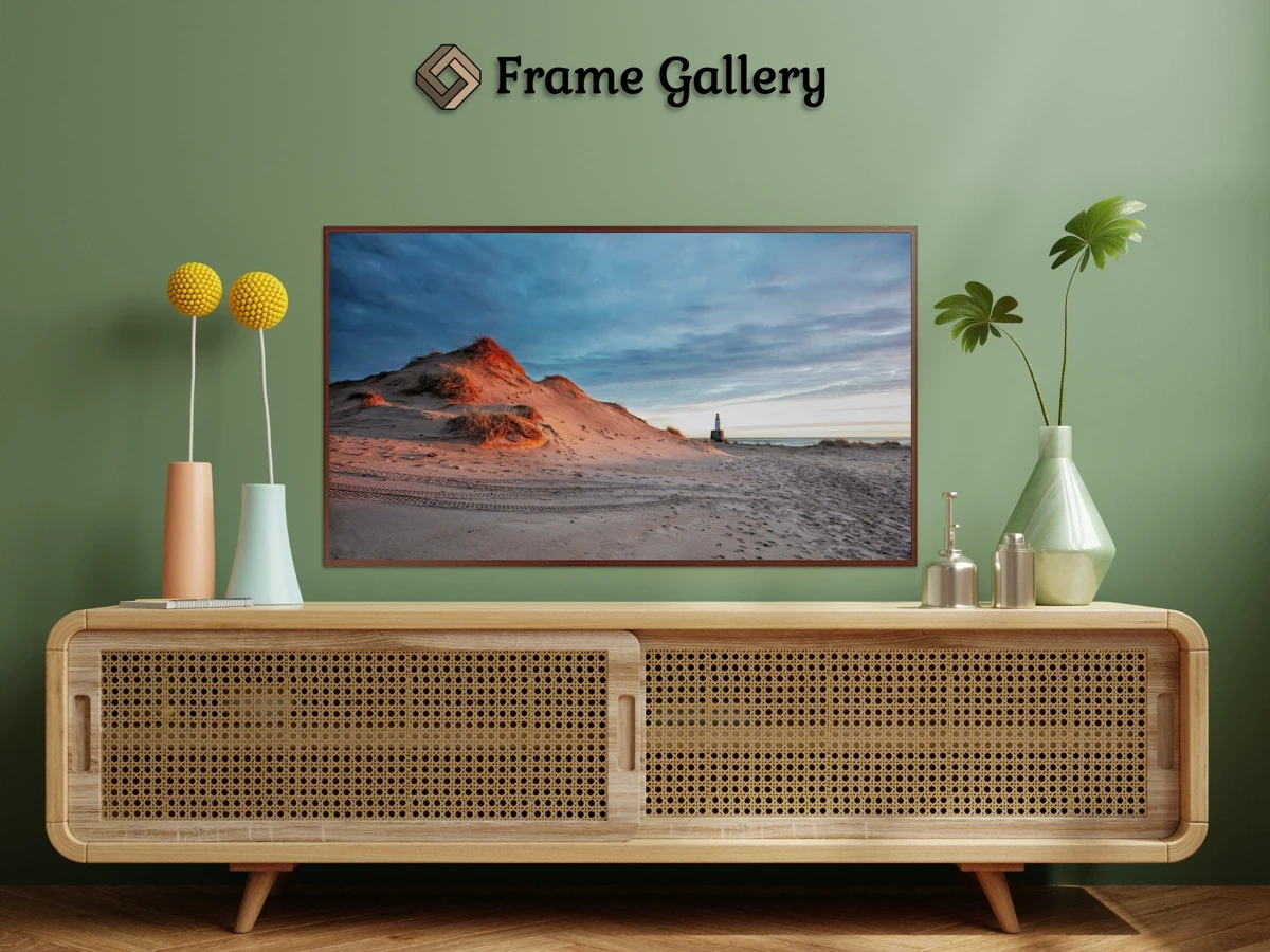 Sand Dunes at Rattray Head Lighthouse - Vibrant artwork for 4K TV - Free download available