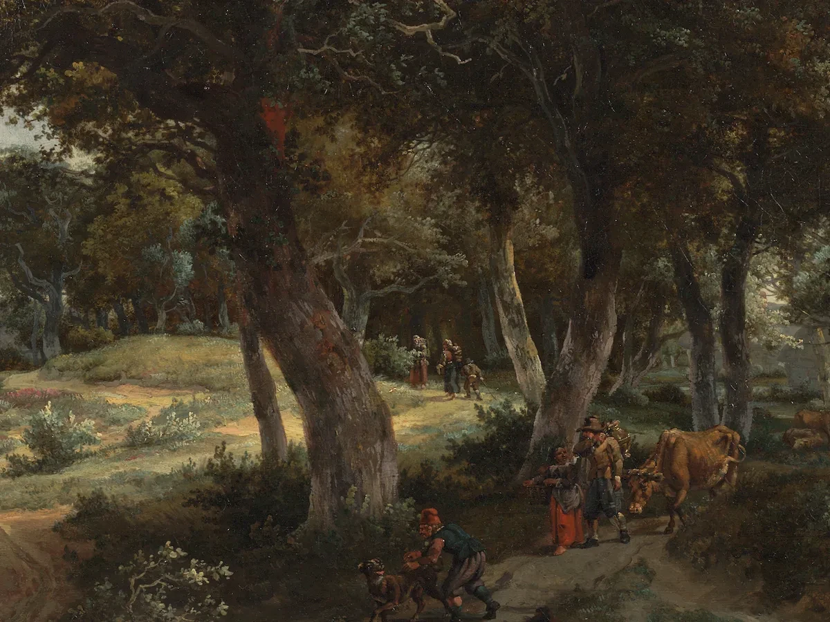 A Wooded Landscape with Travelers on a Path through a Hamlet for Canvas TV - CanvasTV Art Store