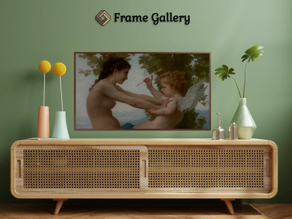 A Young Girl Defending Herself Against Eros for 4K TV - High-resolution artwork available