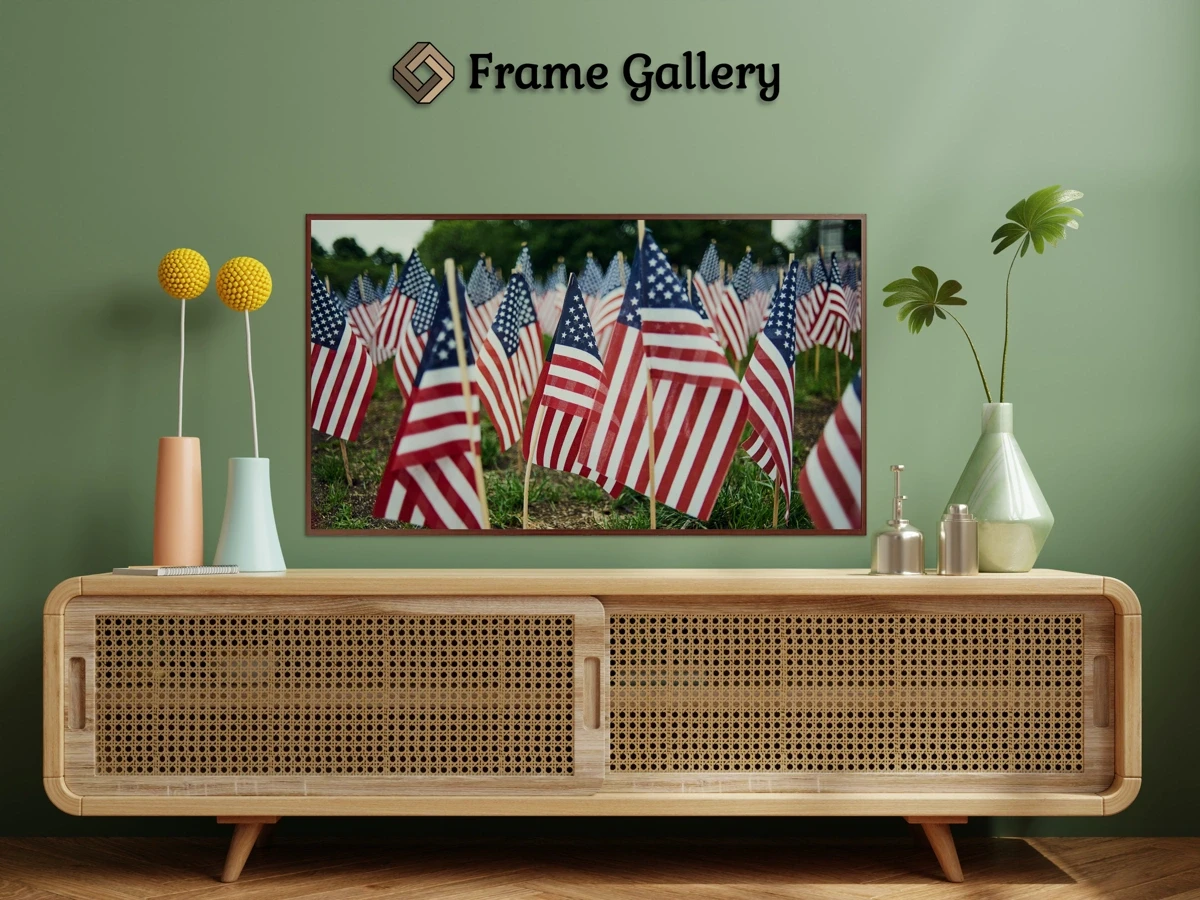 American Flags Memorial Day - Vibrant artwork for 4K TV - Free download available