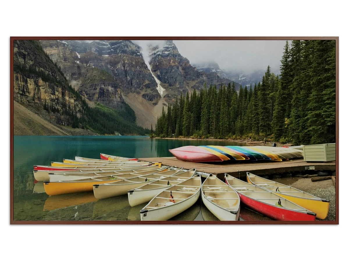 Canoes at Lake Moraine - Free art for Frame TV