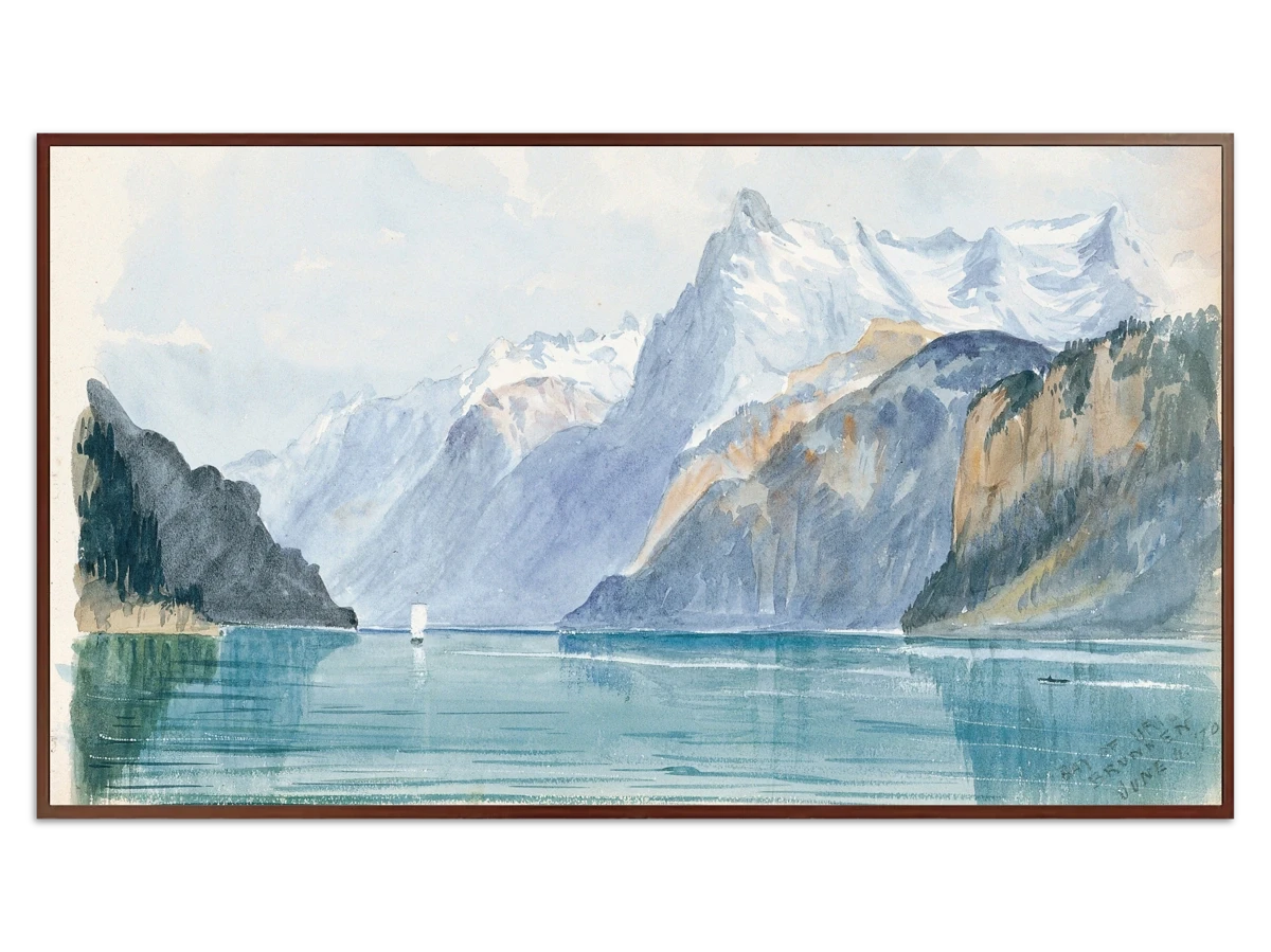 Bay of Uri, Brunnen (from Switzerland 1870 Sketchbook) for Samsung Frame TV - Best Frame TV Art