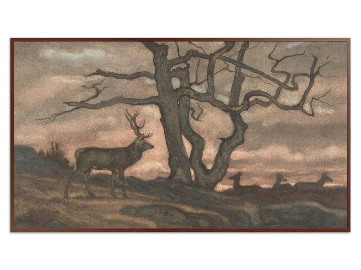 Deer and Tree Against Sunset for Samsung Frame TV - Best Frame TV Art