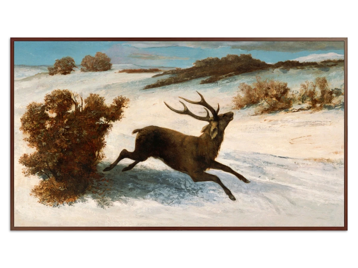 Deer Running in the Snow for Samsung Frame TV - Best Frame TV Art