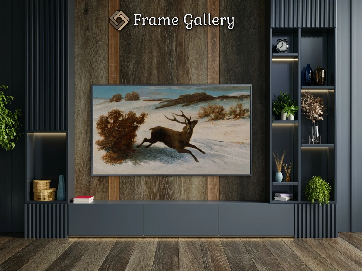 Deer Running in the Snow - Downloadable 4K TV Art