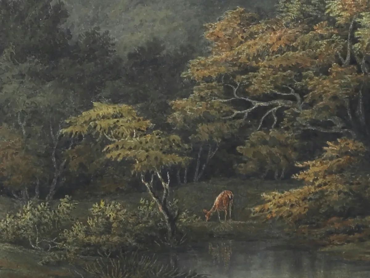 Forest Glade with Pool and Deer for Canvas TV - CanvasTV Art Store