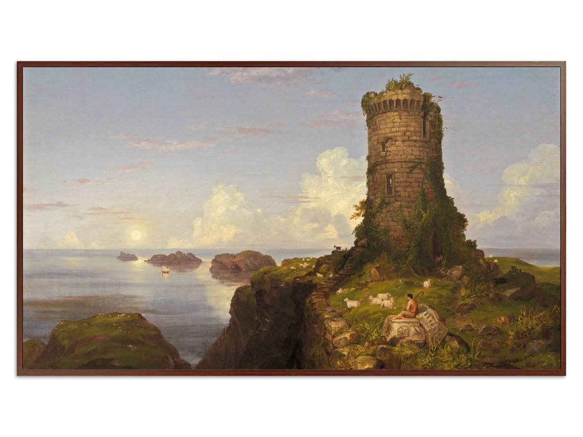 Italian Coast Scene with Ruined Tower for Samsung Frame TV - Best Frame TV Art