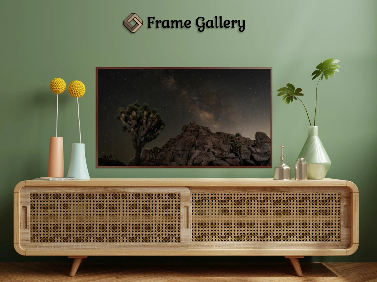 Joshua Tree Night Sky with Stars - Vibrant artwork for 4K TV - Free download available