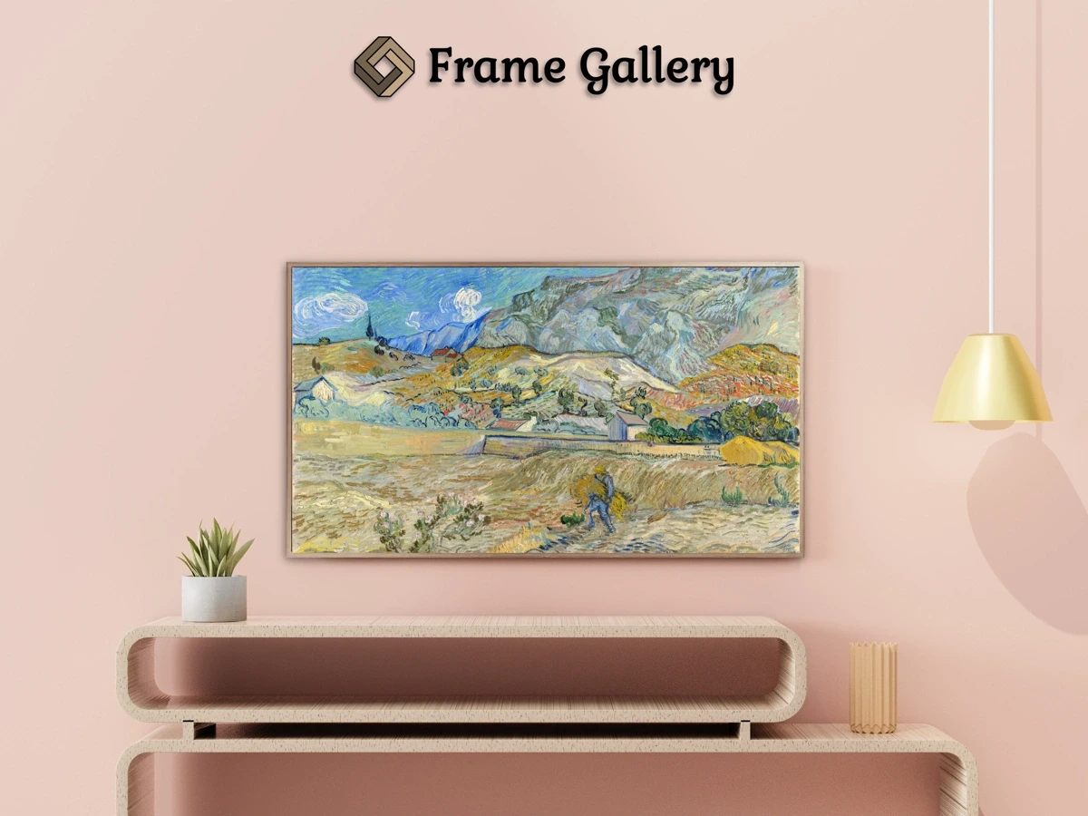 Landscape at Saint-Rémy (Enclosed Field with Peasant) - Enhance your Frame TV and Canvas TV