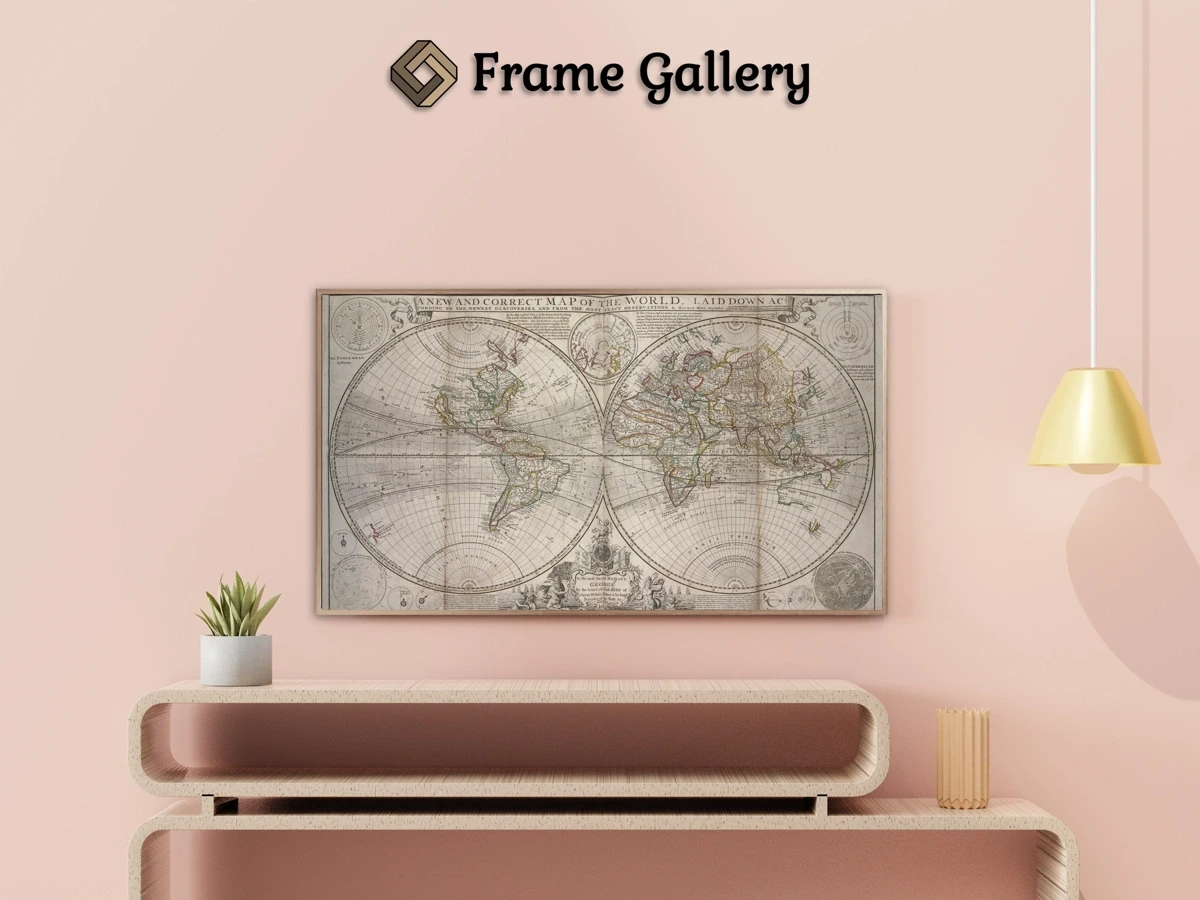 A New and Correct Map of the World - Enhance your Frame TV and Canvas TV