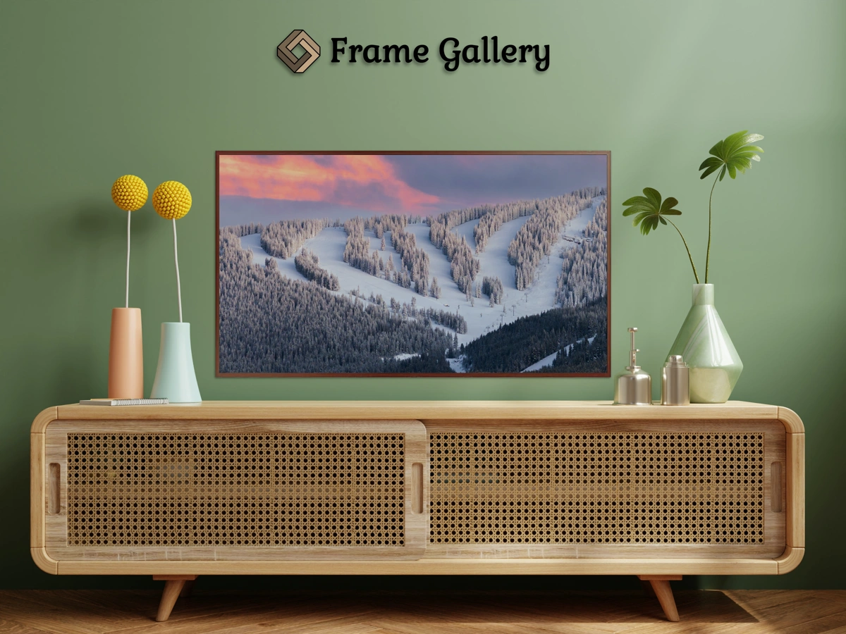 Pink Sunset over Vail Ski Slopes - Vibrant artwork for 4K TV - Free download available