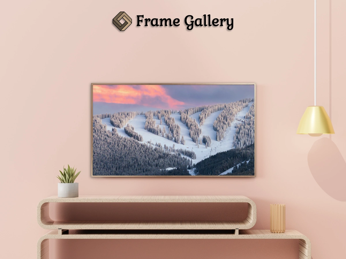 Pink Sunset over Vail Ski Slopes - Beautiful free art for 4K TV and Frame TV