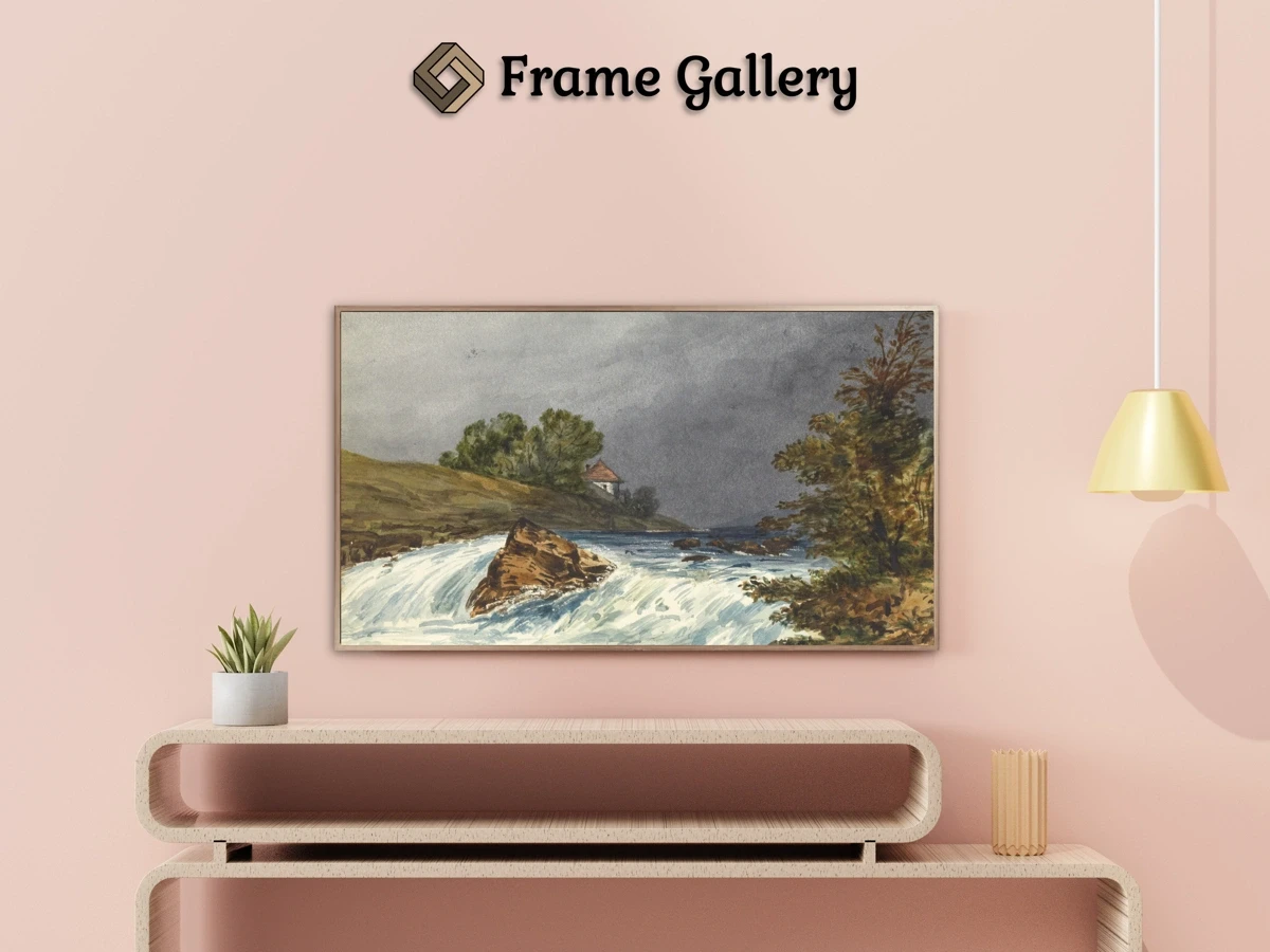 River Scene with House - Enhance your Frame TV and Canvas TV