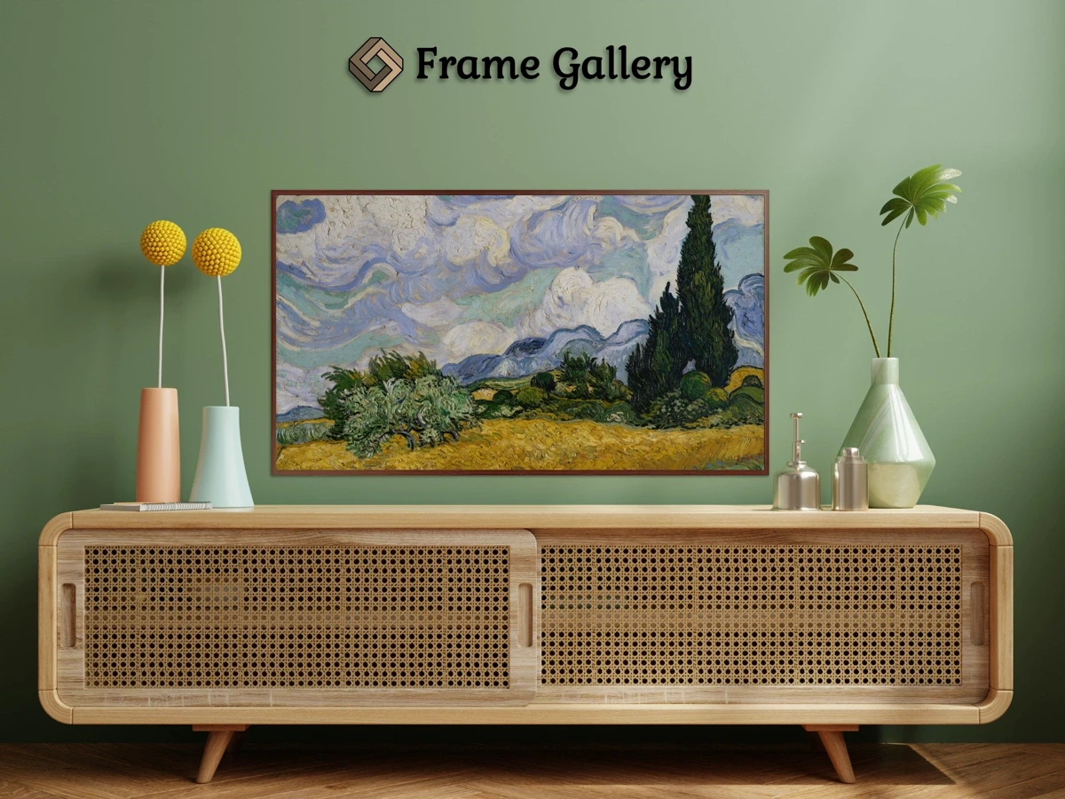 Wheat Field with Cypresses for 4K TV - High-resolution artwork available