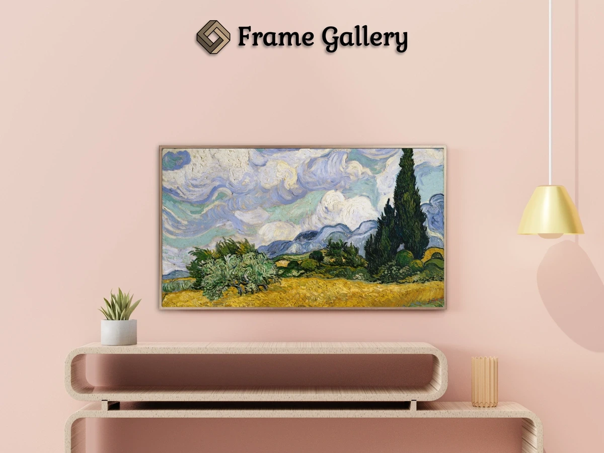 Wheat Field with Cypresses - Enhance your Frame TV and Canvas TV