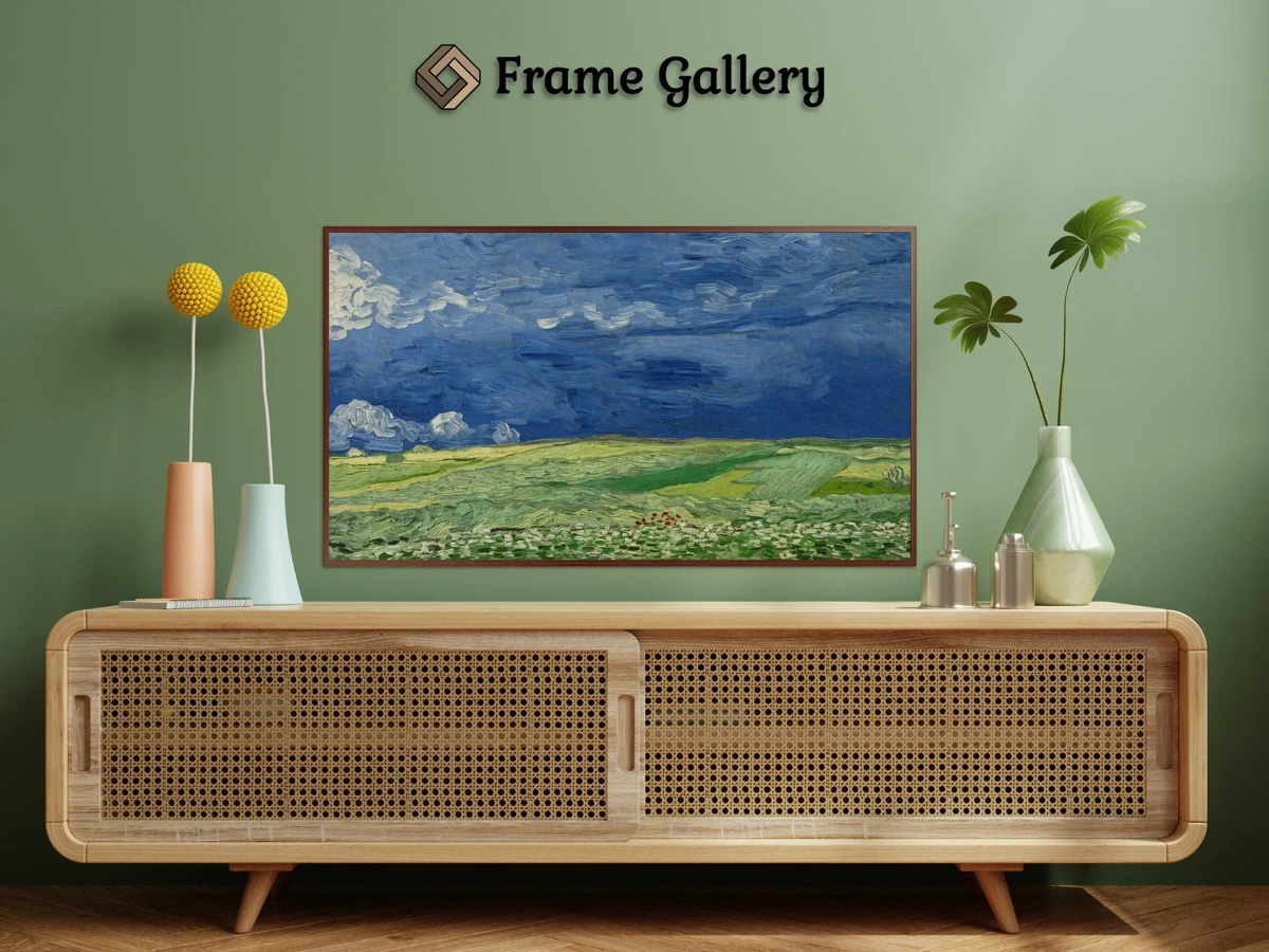 Wheatfield under Thunderclouds for 4K TV - High-resolution artwork available