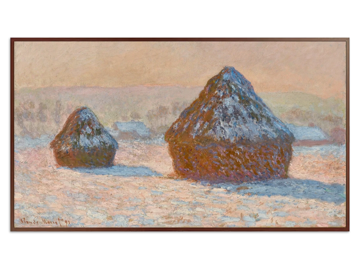 Wheatstacks, Snow Effect, Morning for Samsung Frame TV - Best Frame TV Art