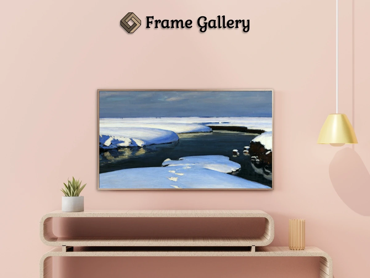 Winter landscape with a river - Enhance your Frame TV and Canvas TV