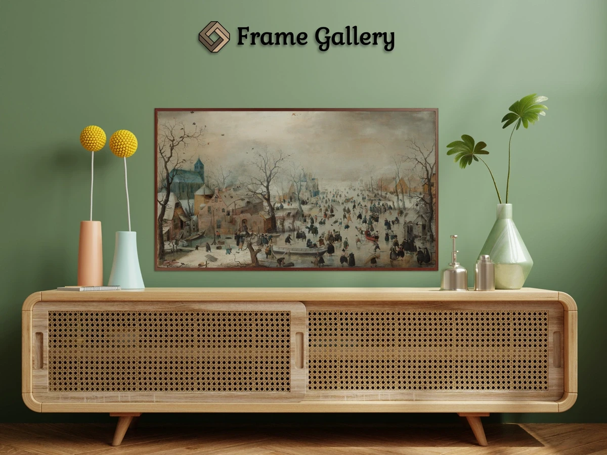 Winter Landscape with Skaters for 4K TV - High-resolution artwork available