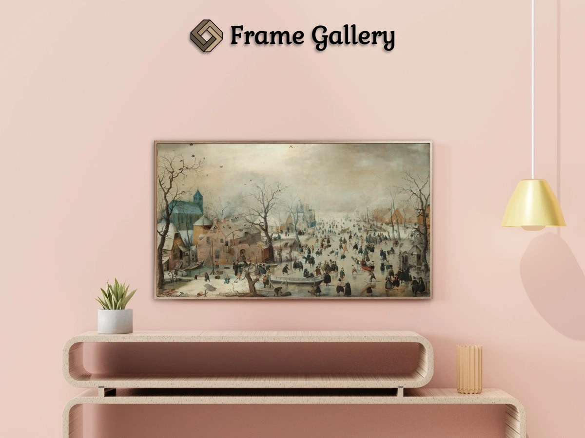 Winter Landscape with Skaters - Enhance your Frame TV and Canvas TV