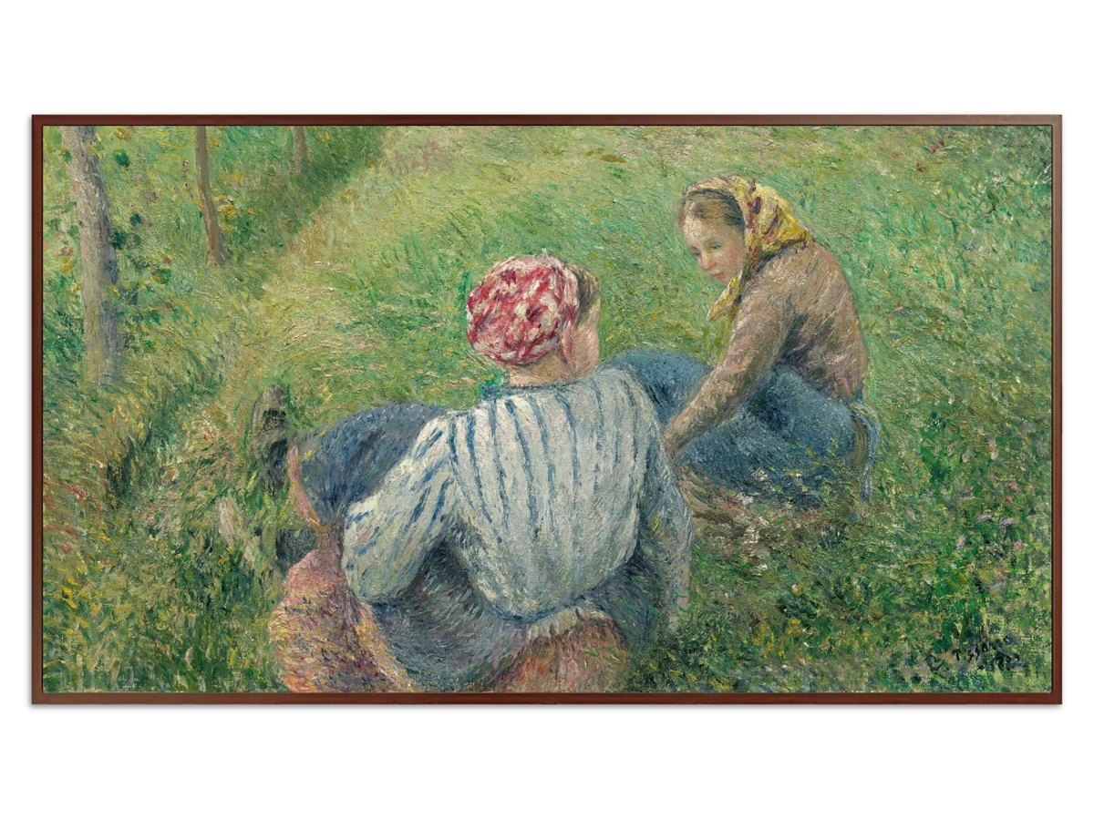 Young Peasant Girls Resting in the Fields near Pontoise for Samsung Frame TV - Best Frame TV Art